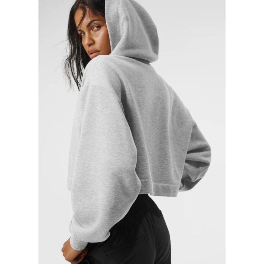 Alo Yoga Oversized Long Sleeve Cropped Hoodie Gray Size XS - Picture 4 of 8